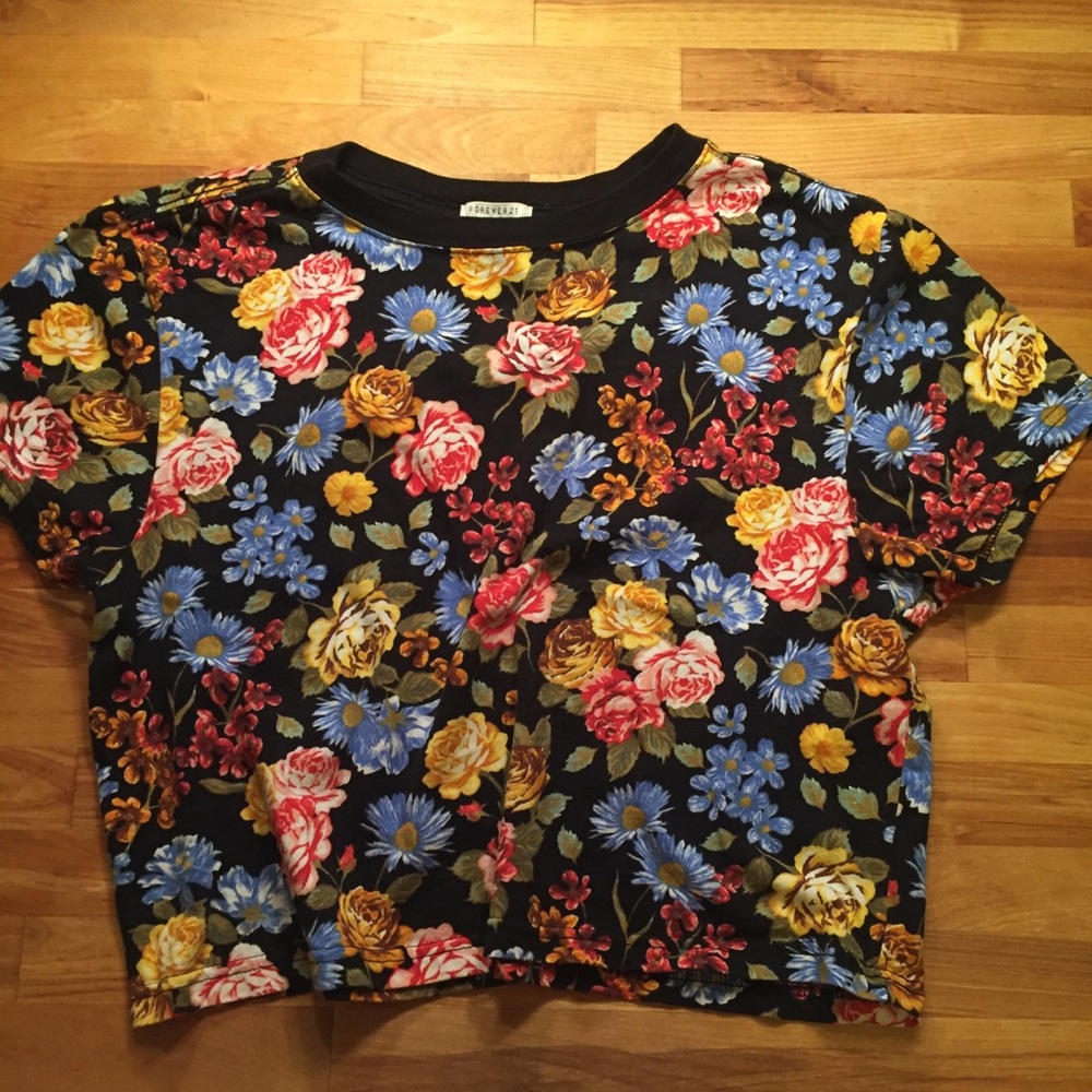 Bright Floral Cropped T-Shirt